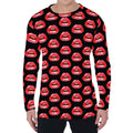 Wet Lips Pattern Print Men's Long Sleeve T-Shirt