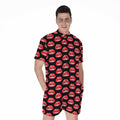 Wet Lips Pattern Print Men's Romper