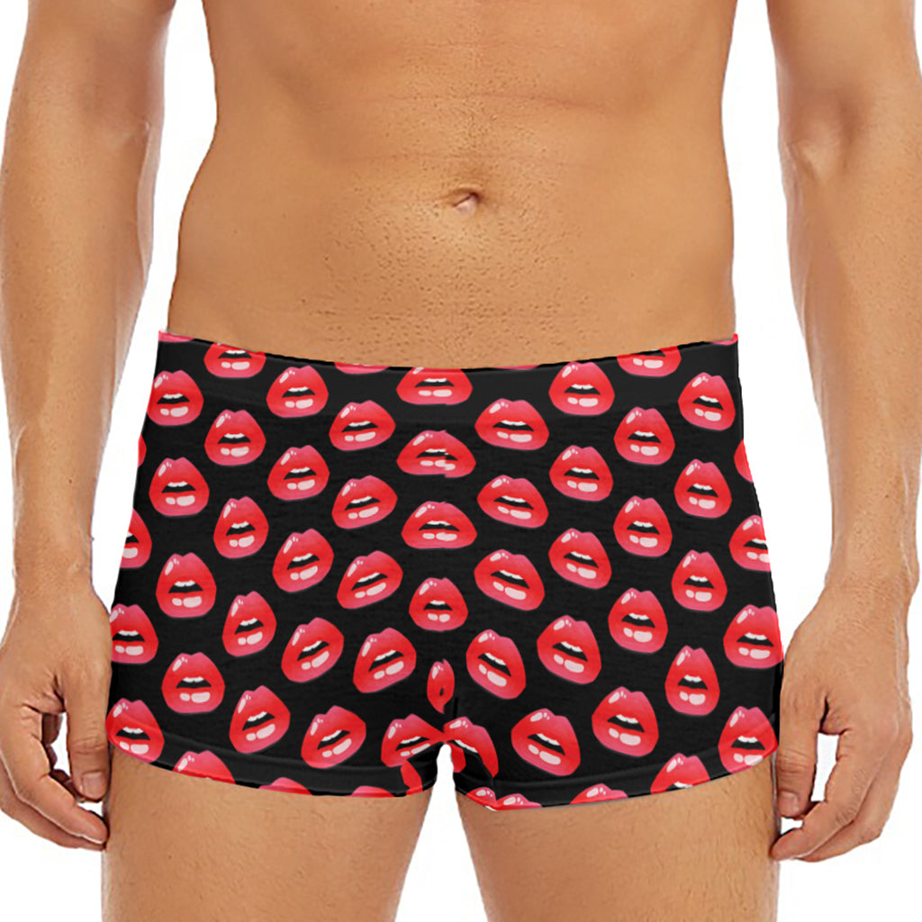 Wet Lips Pattern Print Men's Short Boxer Briefs