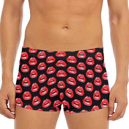 Wet Lips Pattern Print Men's Short Boxer Briefs