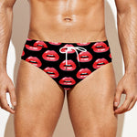 Wet Lips Pattern Print Men's Swim Briefs