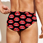 Wet Lips Pattern Print Men's Swim Briefs