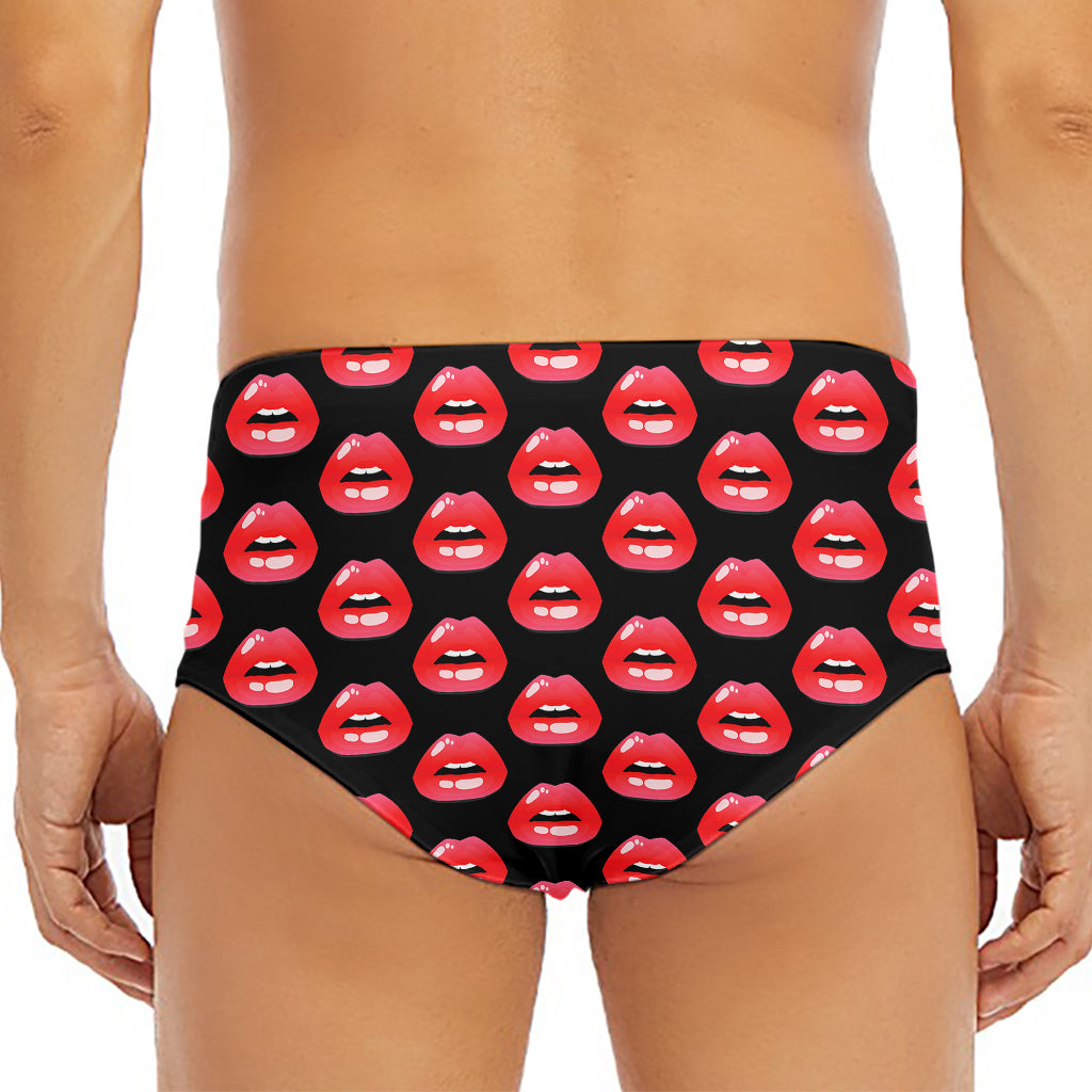 Wet Lips Pattern Print Men's Triangle Swim Briefs