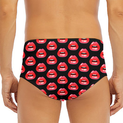 Wet Lips Pattern Print Men's Triangle Swim Briefs