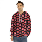 Wet Lips Pattern Print Men's Velvet Pullover Hoodie