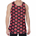 Wet Lips Pattern Print Men's Velvet Tank Top