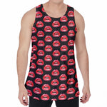 Wet Lips Pattern Print Men's Velvet Tank Top