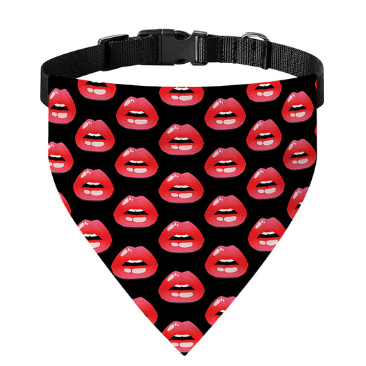 Wet Lips Pattern Print Over The Collar Dog Bandana