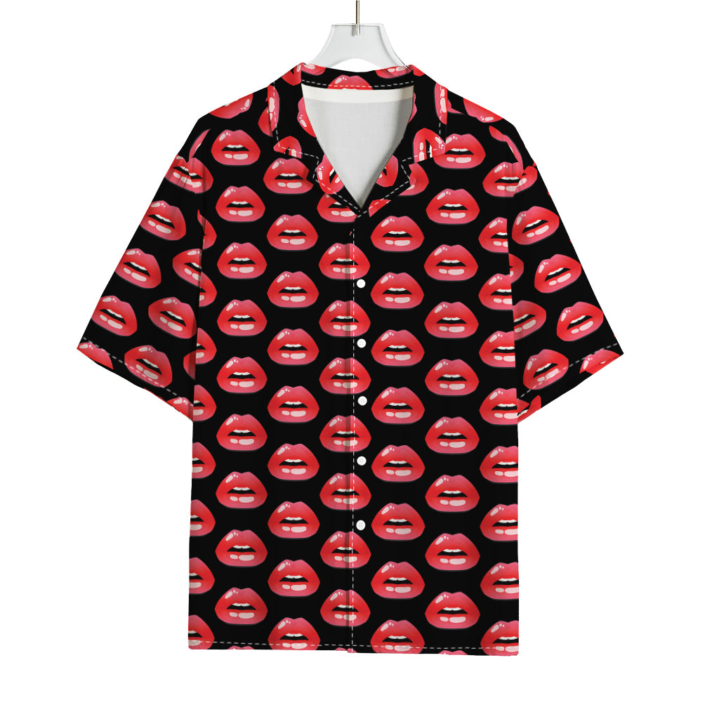 Wet Lips Pattern Print Rayon Hawaiian Shirt
