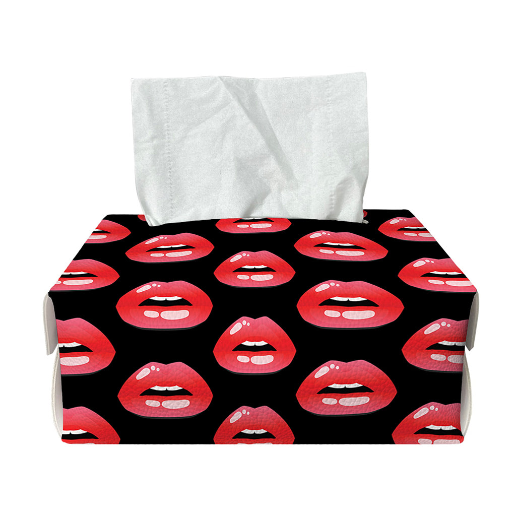 Wet Lips Pattern Print Rectangle Tissue Box Cover