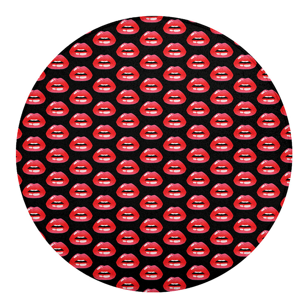 Wet Lips Pattern Print Round Blanket