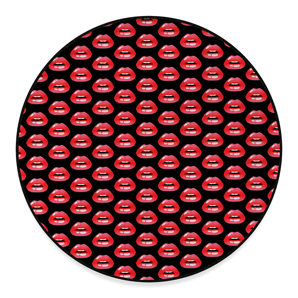 Wet Lips Pattern Print Round Floor Mat