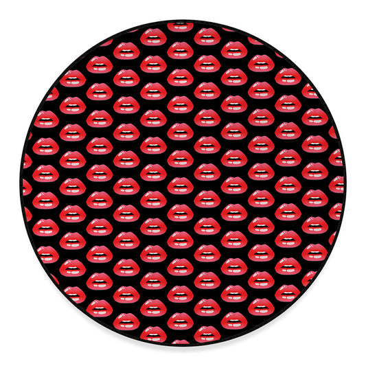 Wet Lips Pattern Print Round Floor Mat