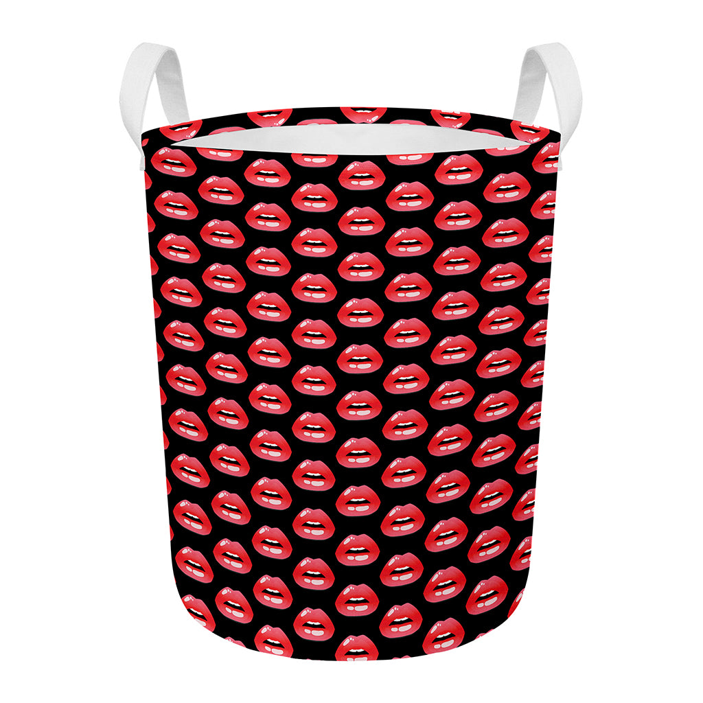 Wet Lips Pattern Print Round Laundry Basket
