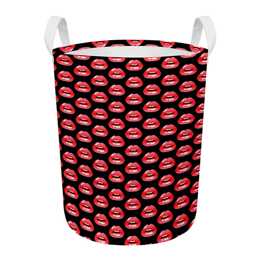 Wet Lips Pattern Print Round Laundry Basket