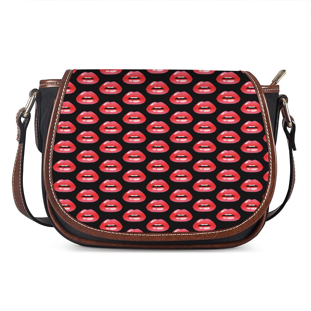 Wet Lips Pattern Print Saddle Bag