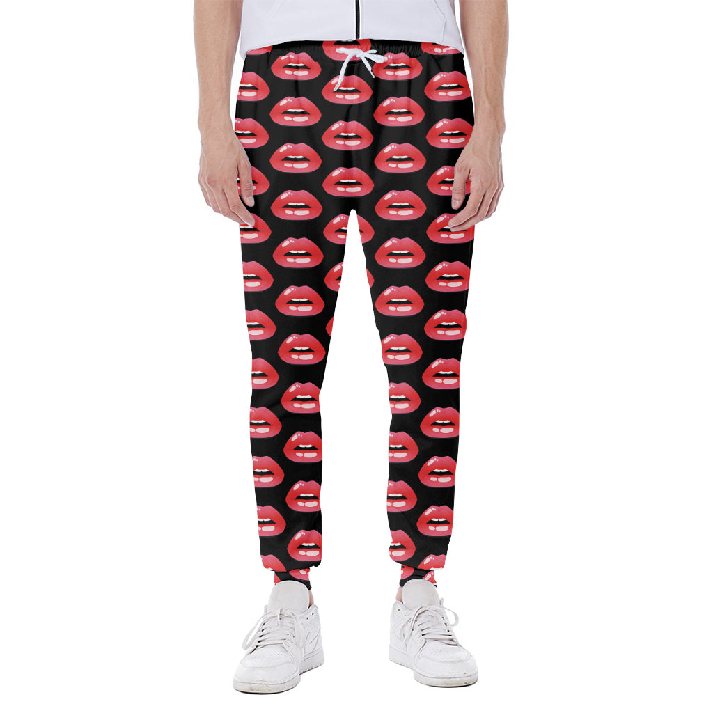 Wet Lips Pattern Print Scuba Joggers