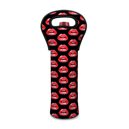 Wet Lips Pattern Print Single Neoprene Wine Tote