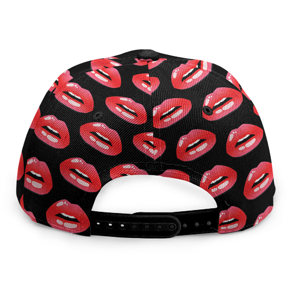 Wet Lips Pattern Print Snapback Cap