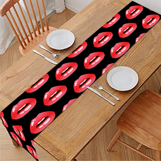 Wet Lips Pattern Print Table Runner