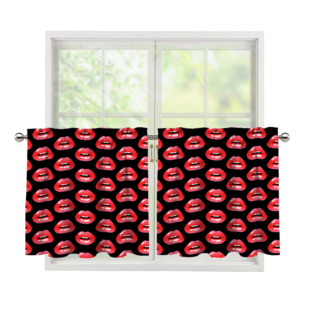 Wet Lips Pattern Print Tier Curtains