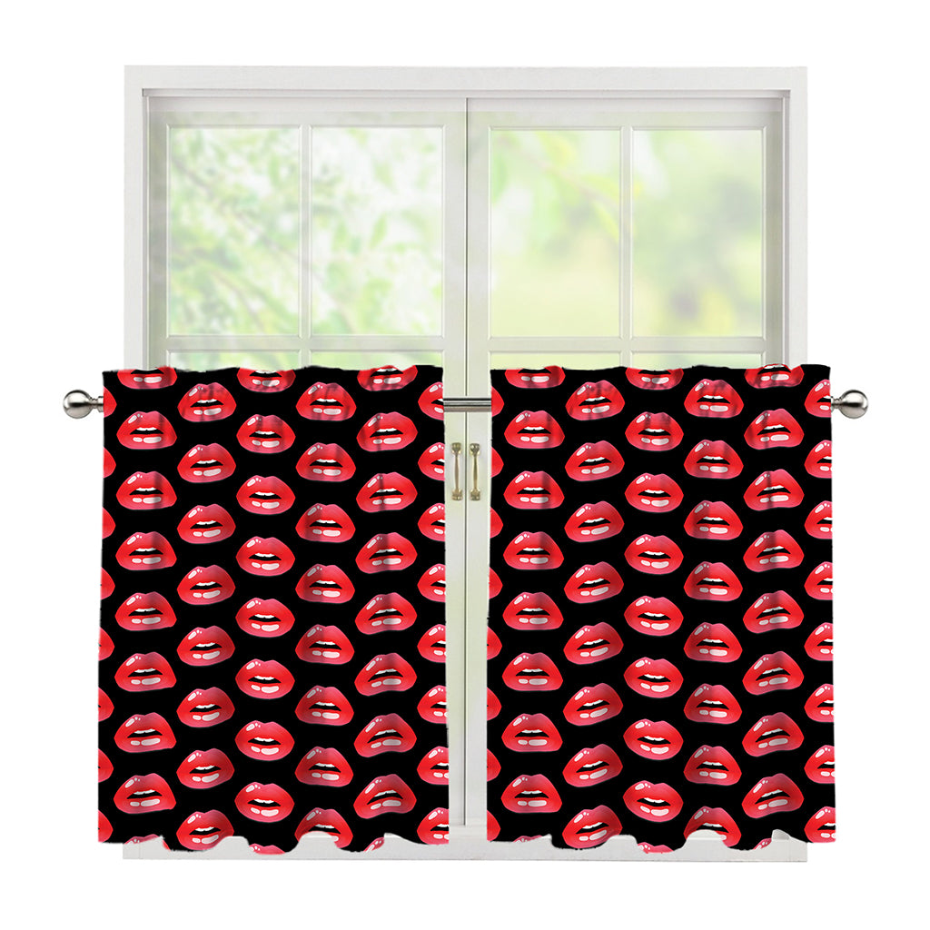 Wet Lips Pattern Print Tier Curtains