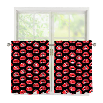 Wet Lips Pattern Print Tier Curtains