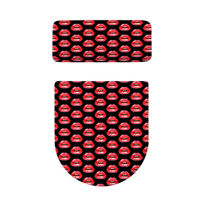 Wet Lips Pattern Print Toilet Lid And Tank Cover Set