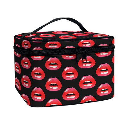 Wet Lips Pattern Print Travel Makeup Bag