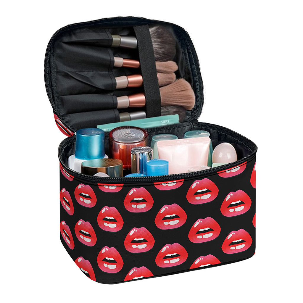 Wet Lips Pattern Print Travel Makeup Bag