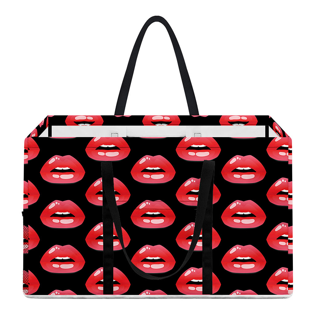 Wet Lips Pattern Print Utility Tote Bag