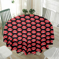 Wet Lips Pattern Print Waterproof Round Tablecloth