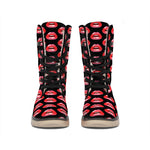 Wet Lips Pattern Print Winter Boots