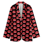 Wet Lips Pattern Print Women's Blazer