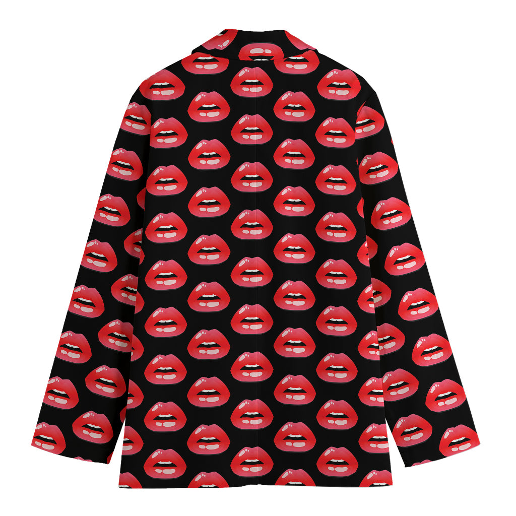 Wet Lips Pattern Print Women's Blazer