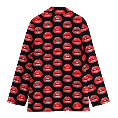 Wet Lips Pattern Print Women's Blazer