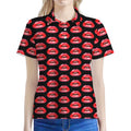 Wet Lips Pattern Print Women's Polo Shirt