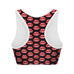 Wet Lips Pattern Print Women's Sports Bra