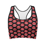 Wet Lips Pattern Print Women's Sports Bra