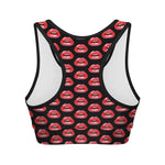 Wet Lips Pattern Print Women's Sports Bra