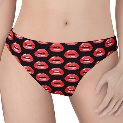 Wet Lips Pattern Print Women's Thong