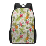 White Aloha Pineapple Pattern Print 17 Inch Backpack
