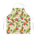 White Aloha Pineapple Pattern Print Adjustable Apron