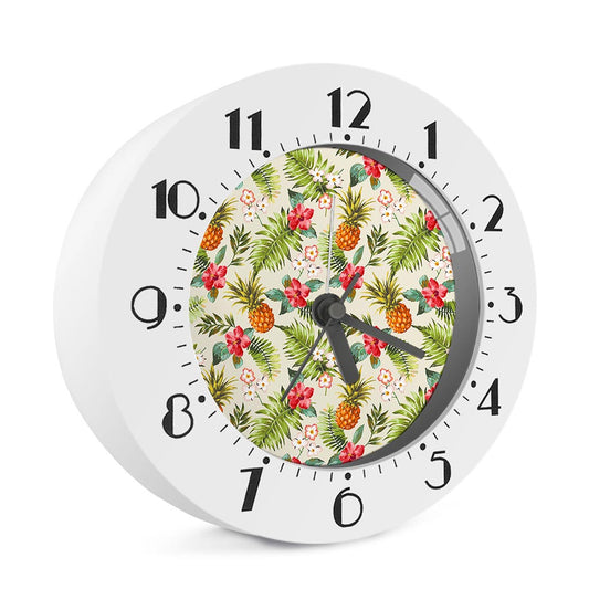 White Aloha Pineapple Pattern Print Alarm Clock
