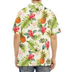 White Aloha Pineapple Pattern Print Aloha Shirt