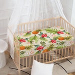 White Aloha Pineapple Pattern Print Baby Crib Sheet