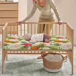 White Aloha Pineapple Pattern Print Baby Crib Sheet