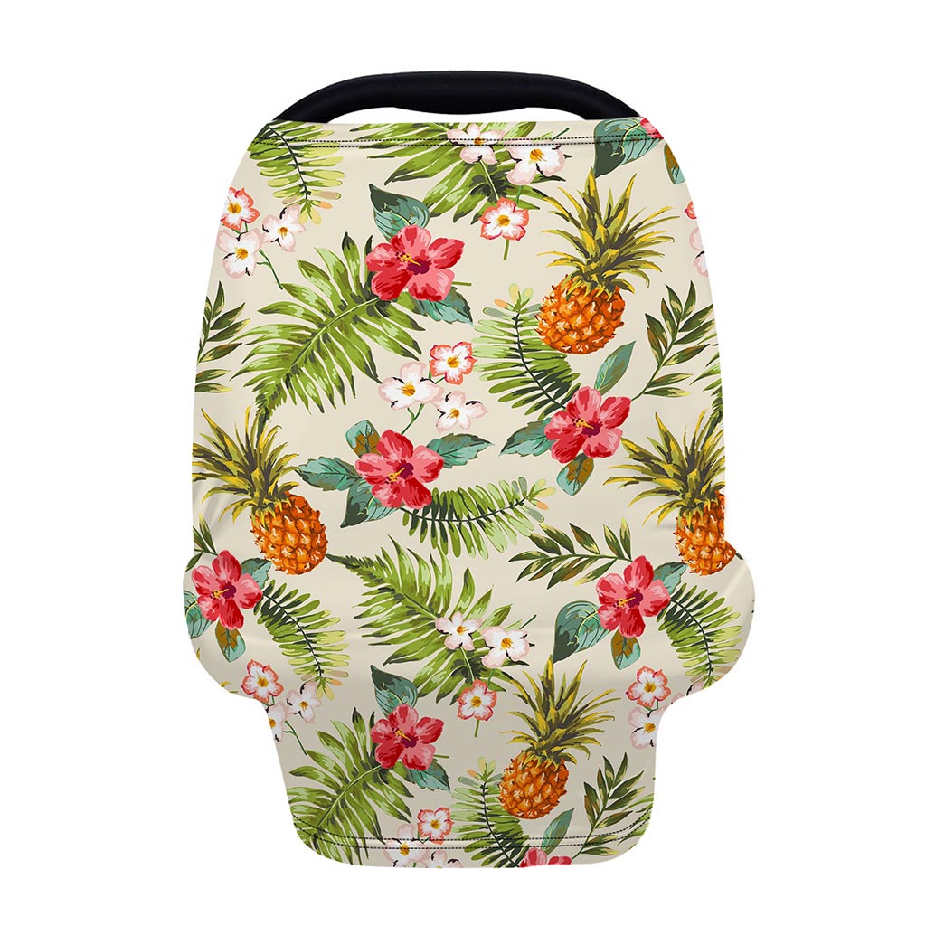 White Aloha Pineapple Pattern Print Baby Seat Cover