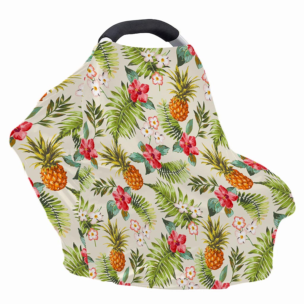 White Aloha Pineapple Pattern Print Baby Seat Cover