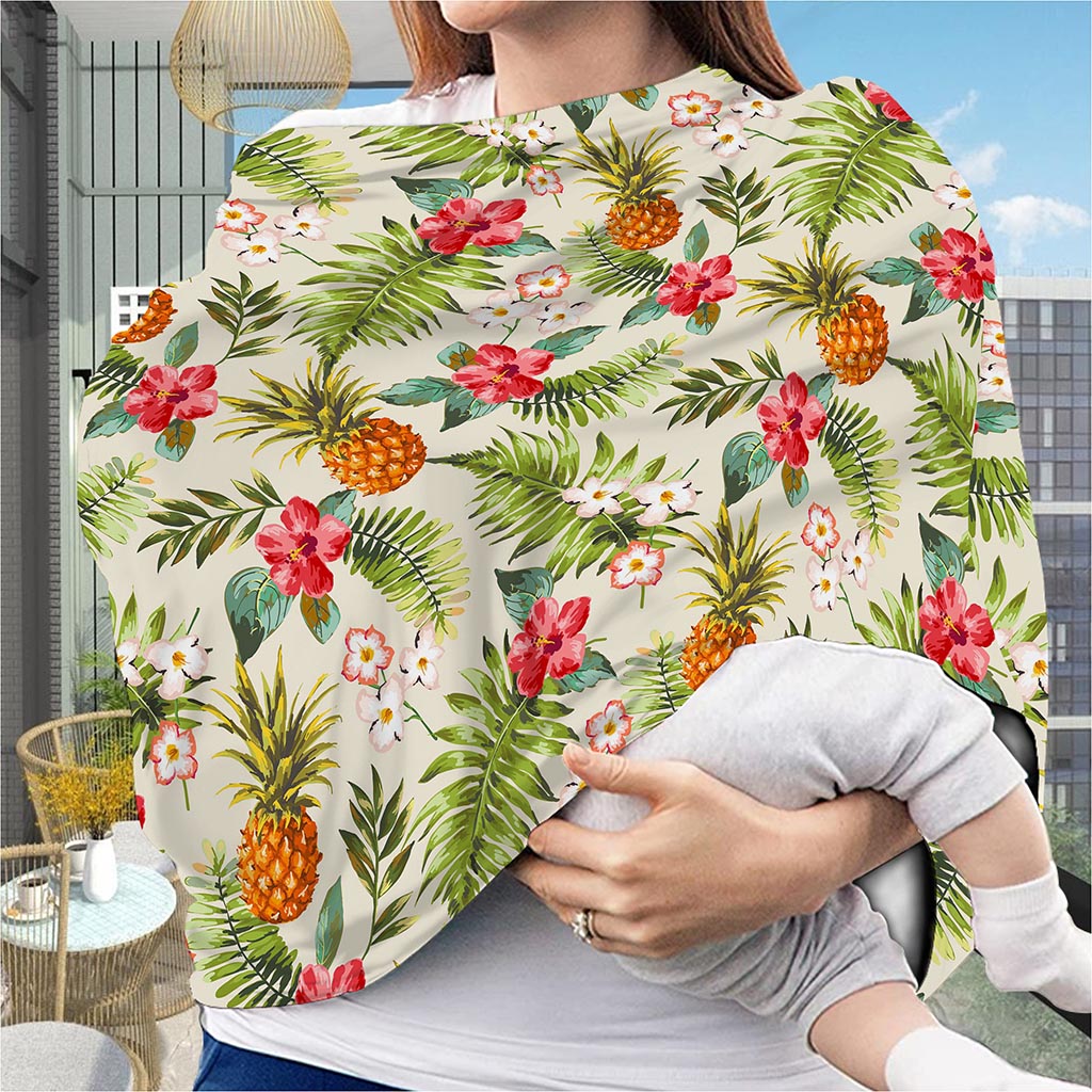 White Aloha Pineapple Pattern Print Baby Seat Cover